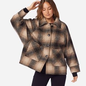pendleton women’s alexandria cape coat oversized wool jacket brown tan pattern